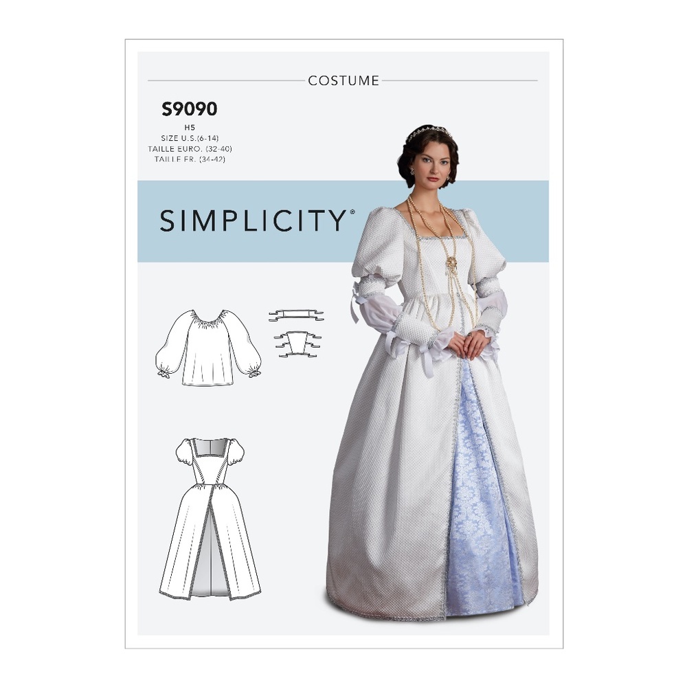SIMPLICITY 9090 HISTORICAL Renaissance Costume Size: 6 - 14